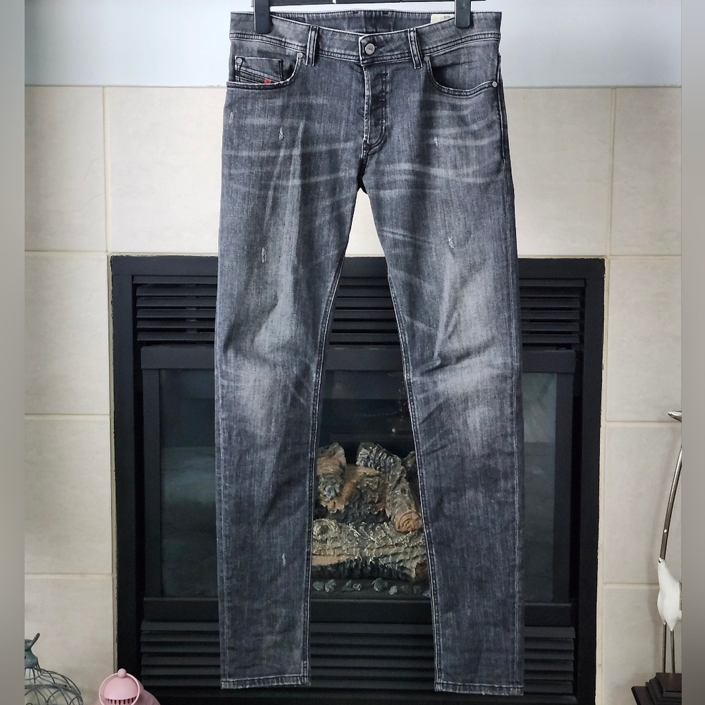 Diesel Troxer R4NQ8 Slim Skinny Faded Black Stretch Jeans W33 xL34